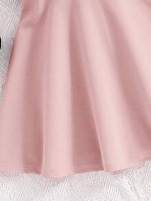 SHEIN Đầm thường ngày tay phồng màu trơn cho bé gái - Bụi hồng - Xem 3