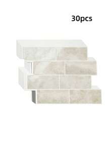30 miếng dán tường giả gạch màu be bóng bẩy, tự dính, chống thấm nước, thích hợp cho phòng khách, nhà bếp, phòng tắm, nhà ở, kiểu Zellige. - Màu be - Xem 9