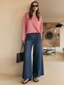 Nöista Long Sleeve Graphic T-Shirt With Front Print, Fall Casual Streetwear, Back To School, Weekend, Everyday Comfort - Dusty Pink - View 4