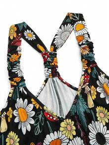 Franclia 大码女式夏季休闲波西米亚度假风印花宽松连体裤 - 彩色 - 查看 6