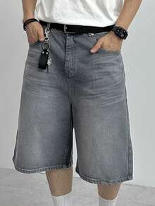 DAZY Men's Washed Distressed Grey Denim Shorts, Summer - Grey - View 4