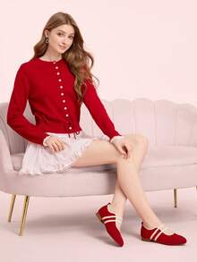 CUCCOO DOLLMOD Women's Casual Versatile Fashion Shoes For Christmas - Red - View 6