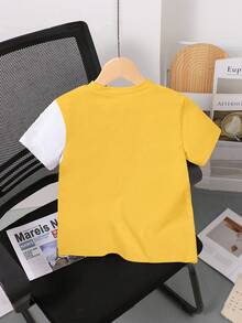 1pc Boys Casual Cute Anime Character Printed Short Sleeve T-Shirt,Suitable For Summer,Ages 4-7,Featuring Muscular Brave Character,Soft Skin-Friendly - Multicolor - View 2