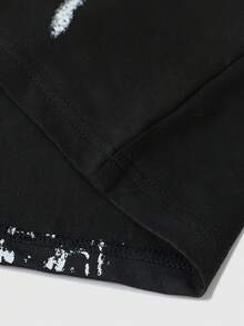 ROMWE MEN Goth 男士休闲街头美式深色印花短袖T恤 - 黑色 - 查看 8