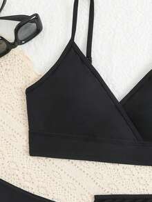 SHEIN Teen Girls' Solid Color 3 PiecesBeach Vacation Casual Mesh Skirt Set Black 3 Piece Swimsuit Kids Swimwear Tween Girls Bikini Sets Black Black Bathing Suits For Girls Two Piece Teen Girls Bikini Sets Black Teen Girl Swimsuit 3 Piece Modest Bikini Set Three Piece Swimsuit Set Bathing Suits 3 Piece Bathing Suit Sets Bathing Suit With Skirt Swimsuit With Skirt Black Bikini Set - Black - View 3