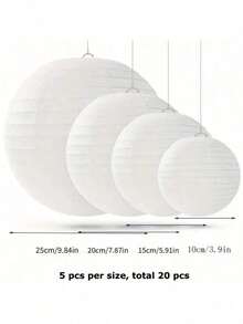 20 Piece White Paper Lantern Decoration Lantern - Suitable For Weddings, Parties, And Outdoor Decoration In Various Sizes - Multicolor - View 11