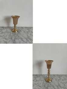 镀金金属高花瓶 – 优雅的中心装饰品，适用于婚礼餐桌、家居、派对、花园、圣诞节、情人节和新年 - 彩色 - 查看 17