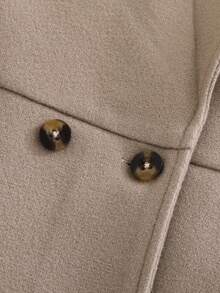 SHEIN Autumn/Winter Wool Blend Coat With Faux Fur Cuff Design, Fashionable, Sweet And Elegant Baby GirlOuterwear, Suitable For Outings, Parties And Celebrations - Khaki - View 4