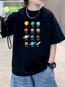 algodón puro boys  t shirts camisas para niño  boys clothes ropa de niño boy clothes boy clothes for kids graphic kids clothes boys boy clothes teen boy clothes boy shirts cute tops - Negro - Ver 1