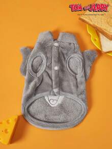 TOM & JERRY X PETSIN 1件刺绣蓝色猫咪宠物猫狗通用灰色带防滑扣毛绒保暖舒适无袖防滑外套 - 灰色 - 查看 3