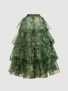 SHEIN MOD 复古油画全身花卉印花华丽二合一连衣裙，可拆卸多条裙子 - 宫廷风格、生日礼服、巡航礼服、堆叠礼服、花裙、绿色礼服、海滩度假装、夏装、茶会礼服、女士度假装、飘逸礼服、派对礼服、波西米亚服装、万圣节