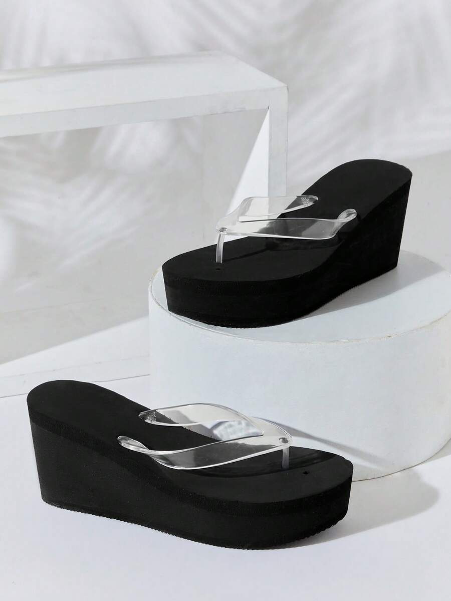 SHUZIA Sandalias de plataforma con cuña y tiras de mujer - transparente - Ver 1