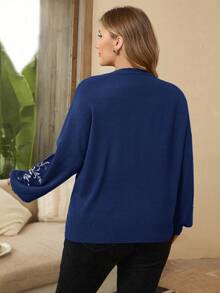 Rosumi Women's Black Hooded Cardiganfall Women Clothes,Western Woman Attire,Winter Clothes - Navy Blue - View 2