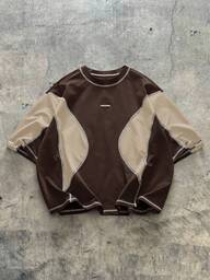 AXEPEAK Contrast Color Round Neck Loose Fit Men's T-Shirt