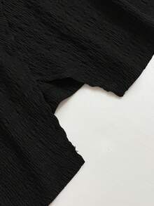 Elenzga 大码女式法式休闲优雅纹理雪纺长袖两件套，秋冬黑色正式两件套长袖两件套黑色两件套女式优雅两件套女式裤装 - 黑色 - 查看 8
