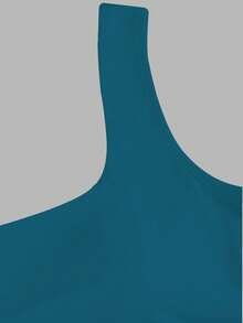 FavEase Blue Padded Square Neck Casual Fitted Tank Top, Summer - Teal Blue - View 5