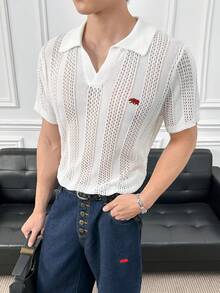 BRENVOR Manfinity品牌 - 男士新款刺绣修身时尚短袖Polo衫 - 休闲时尚 - 百搭 - 白色 - 查看 2