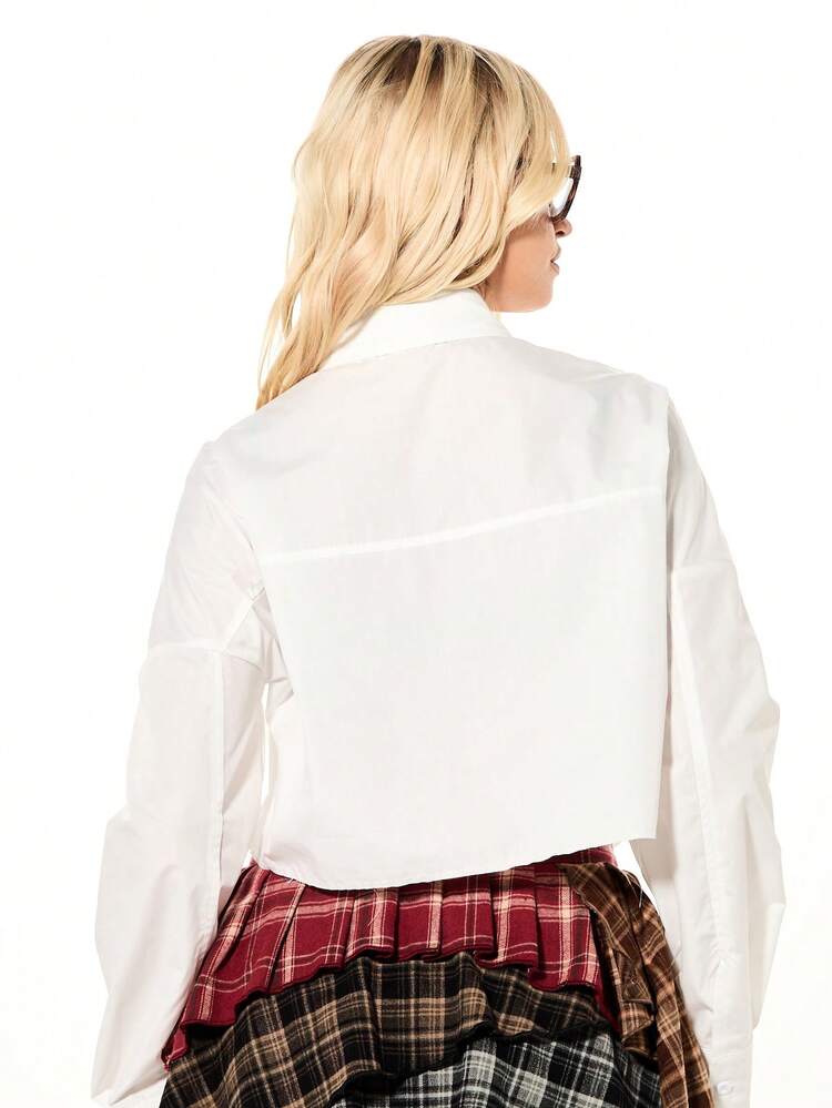 SUMWON WOMEN Oversized Cropped Shirt With Badge Patches