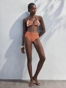 Maija Women  Beach Halter Tie Sexy Bikini Swimsuit Set,Beach Outfits For Women - Brown - View 2