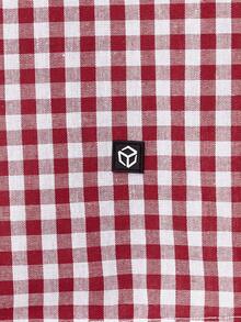 SWAVVY 1 Áo sơ mi nam Y2K vui nhộn, vừa vặn, phong cách cổ điển, dạo phố, kẻ caro cắt ngắn, mặc khi trở lại trường học, Halloween, đồ đôi - Đỏ - Xem 6