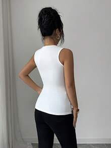 SHEIN Elenzya 女士优雅黑白滚边无袖背心 - 黑與白 - 查看 2