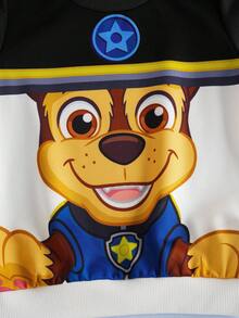SHEIN | PAW Patrol 2 Stücke/Set Jungen Cartoon Welpen Verfolgung Muster Strick Rundhals Loose Kontrast Farbe Sweatshirt und Jogginghose Set, Herbst/Winter