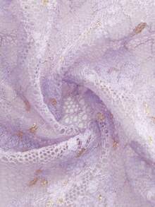 lacRébo 淡紫色蕾丝荷叶边内衣套装，配有抹胸式胸罩和配套内裤，性感别致 - 淡紫色 - 查看 10