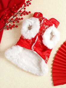 PETSIN 新年期间宠物唐装一件，猫狗加厚冬装，红色喜庆新年服装