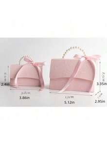 10个装纸质礼盒，凹凸立体花朵设计，配珍珠手柄，适用于派对节日礼品包装、婚礼礼盒、生日礼盒、小型活动礼品袋、情人节礼盒 - 彩色 - 查看 2