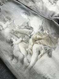 Manfinity EMRG Erkekler için Cep Düğmeli Melek Baskılı Günlük Çok Yönlü İşe Gidip Gelme Kot Pantolon