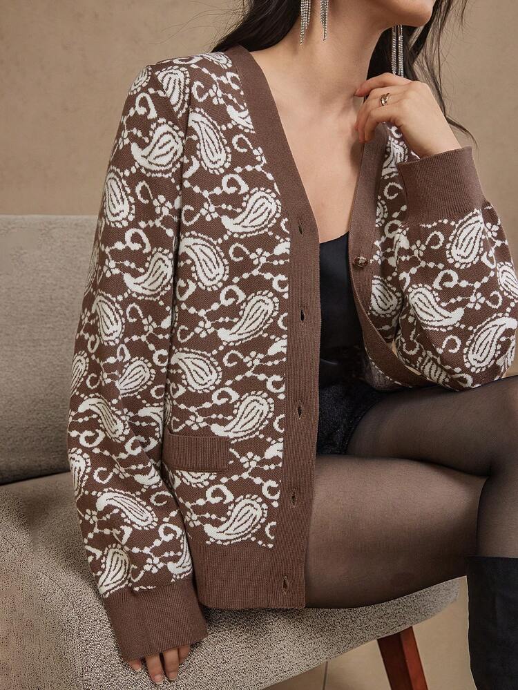 Women's Casual Floral Print Cardigan, Autumn/Winter