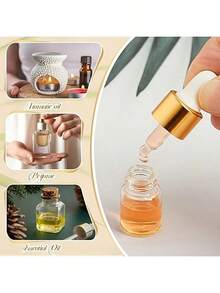 4/6/10/20/30/50PCS,Mini Glass Dropper Bottles, Golden Transparent Essential Oil Vials, Small Tincture Sample Containers, Perfume Liquid Bottles With Lids For Travel, Hand Wash Only, Unscented, Round Shape - Multicolor - View 3