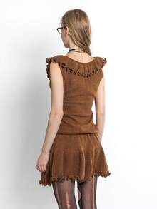 Avenne Sleeveless Ruffle Hem Midi Dress For Women - Brown - View 2