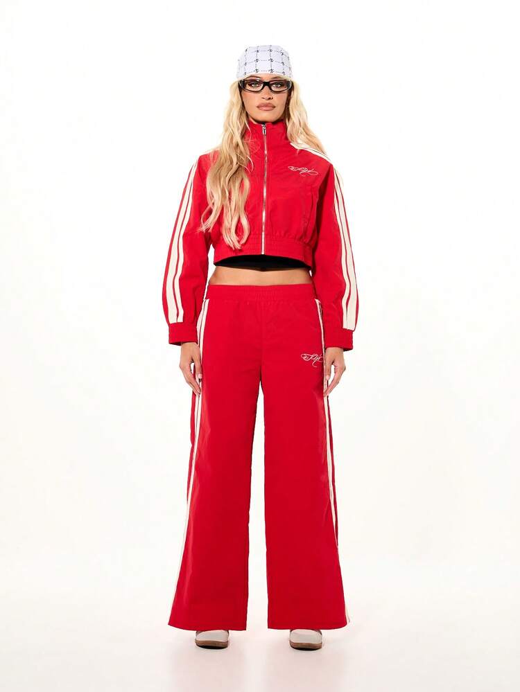 SUMWON WOMEN Wide Leg Track Pants With Side Stripes