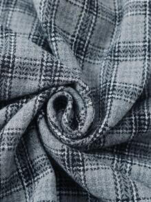 ROMWE MEN Street Life 男士休闲格子连帽卫衣，学院风 - 灰色 - 查看 7