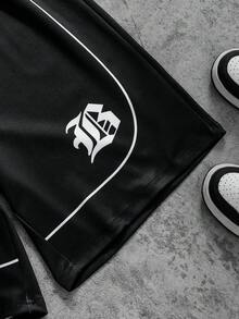 Casual Striped Print T-Shirt Set For Teenage Boys, Suitable For Daily Commute, Sports, And School Wear - Black - View 7