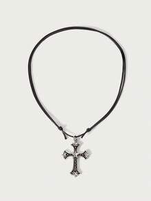 Glisma Collar con colgante de cruz retro - Plateado - Ver 4