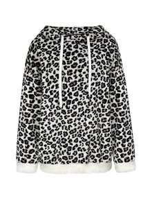 Resyla Women's Warm Leopard Faux Fur Drawstring Sweatshirt - Multicolor - View 3