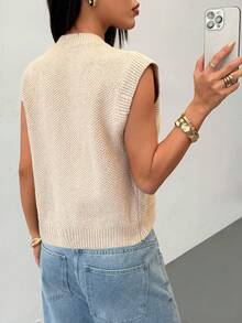 SHEIN PETITE Women's Casual Commuter Metal Buckle Knit Cardigan,Fall - White - View 2