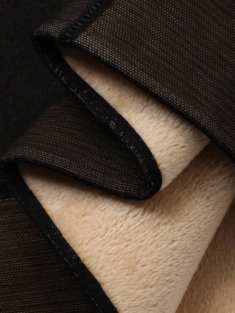 Young Girls' Opaque Black Tights, Thermal Lined Footless Leggings, Autumn/Winter
