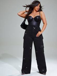 Denimoi Plus Size Simple Fashion Jeans Suitable For Summer - Black - View 6