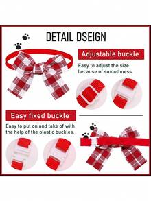 PETSIN 1 Piece Pet Valentine's Day Red Plaid Stripe Bow Tie Collar Pet Bow Tie Necklace Pet Accessory Valentine's Holiday Pet Supplies