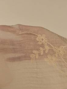 ATUI Studio Women's Floral Embroidery Round Neck Flare Sleeve Loose Fashion Top Charming Retro Embroidered Round Neck Transparent Long Sleeved Loose Women's Shirt Top, Apricot French Fashion Hollow Sexy Round Neck Long Sleeved Women's Shirt Exposed Skin Retro Fashion Simple Style Elegant Girl - Apricot - View 7