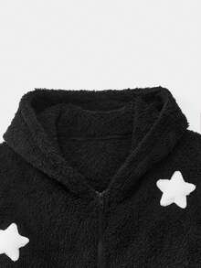 Manfinity VCAY 男士休闲羊毛拉链连帽衫，秋冬 - 黑色 - 查看 4