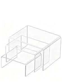1/2 Set Of Acrylic Tiered Display Stands, Rectangular Acrylic Cupcake Cosmetic Art Jewelry Storage Racks, Home Office Retail Store Desktop Decorative Shelves - Transparent/Black - View 5