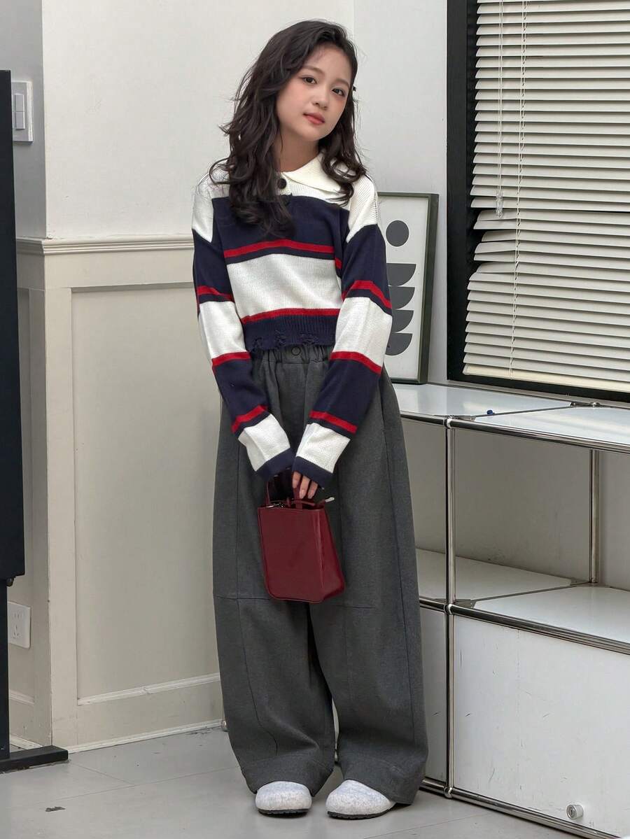 Dazy Kids Tween Girls Turtleneck Striped Sweater, Fall