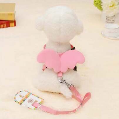 PETSIN 1 Bộ Dây Buộc Thú Cưng Hình Trái Tim Thiên Thần với Đôi Cánh Hồng và Thiết Kế Dễ Thương