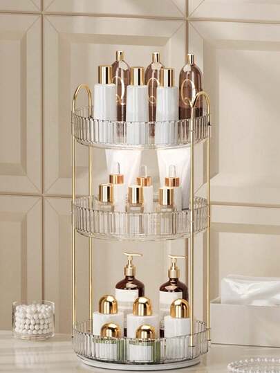 Rotating Makeup Organizer, High-Capacity Bathroom Organizer Countertop Skincare Perfume Cosmetics Organizer, Room, Bathroom, House, Pink Room, Living Travel Stuff, Gift Bag