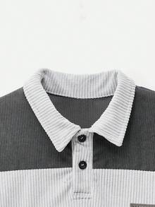 Manfinity Unisex 男士针织休闲宽松半扣长袖卫衣，秋季、冬季、情侣装 - 淺灰色 - 查看 3