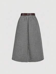 SHEIN MOD Chân váy chữ A dài ngang gối, thắt lưng, họa tiết răng cưa, cỡ lớn, phong cách sinh viên, trang phục phương Tây dành cho nữ, phong cách thập niên 2000, mùa tựu trường, dành cho giáo viên nữ, trang phục công sở thường ngày, trường học, mùa tựu trường, giáo viên, cổ điển, đi chơi, mùa thu dành cho nữ. Chân váy thắt lưng, chân váy họa tiết răng cưa, chân váy xếp ly, chân váy cạp cao, chân váy midi. - Đen và trắng - Xem 2